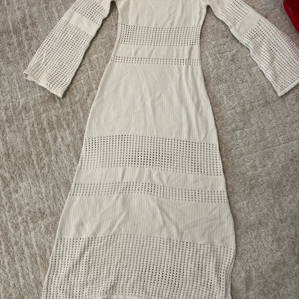 NWT Ivory Crochet Knit Maxi Dress
